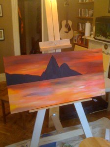 Working on a piece of art (Pitons of Saint Lucia)