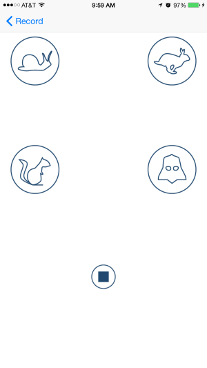 Second screen with four (4) Effects to add to recorded audio 